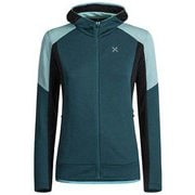STRETCH COLOR HOODY JACKET W. MMAP09W 5129 ブルーグリーン/アイスブルー Sサイズ [アウトドア フリース レディース]