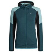 STRETCH COLOR HOODY JACKET W. MMAP09W 5129 ブルーグリーン/アイスブルー Mサイズ [アウトドア フリース レディース]
