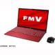 ノートパソコン LIFEBOOK AHシリーズ/15.6型ワイド/Core i7-1165G7/メモリ 8GB/SSD 1TB/BDXL対応Blu-rayディスクドライブ/Windows 10 Home 64ビット/Office Home and Business 2019/レッド FMVA77E3R