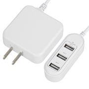 USB AC充電器 コード付きACアダプター USB電源タップ 3ポート USB-A×3 最大3.4A 収納式スイングプラグ採用 1.2m ホワイト MAV-AUHB34A-W
