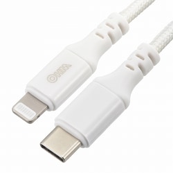 AudioComm USB Type-C to Lightningケーブル 強化メッシュ 充電/転送 MFi認証 PD（パワーデリバリー）対応 0.15m ホワイト SIP-L015ECH-W