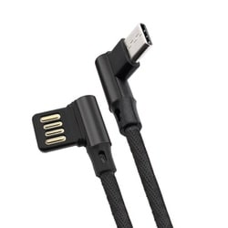 両L型＆両面挿アルミヘッド Type-Cケーブル 100cm ブラック LA100-TB