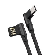 両L型&両面挿アルミヘッド Type-Cケーブル 100cm ブラック LA100-TB