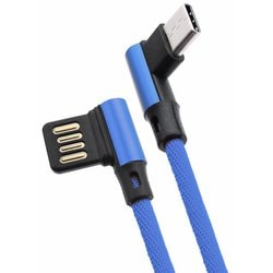 両L型＆両面挿アルミヘッド Type-Cケーブル 100cm ブルー LA100-TL