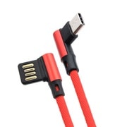 両L型&両面挿アルミヘッド Type-Cケーブル 200cm レッド LA200-TR