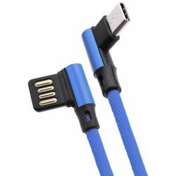 両L型＆両面挿アルミヘッド Type-Cケーブル 200cm ブルー LA200-TL