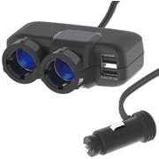 PST2049 [車内用品 電源シガーソケット 2USB 4.8A ロック式 2連延長ソケット ブラック]
