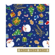 クリスマス 包装紙 サンタクロース 青 マスキングテープ付き 005321