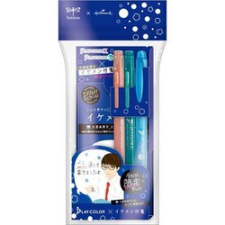 水性サインペン プレイカラー 3本パック 限定 オリジナル 文具系男子 イケメン付箋付 A メーカー勤務 GCF-311PA