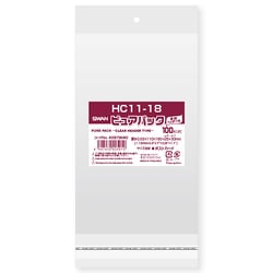 ピュアパック 透明ヘッダータイプ 100枚入 HC 11-18 [OPP袋]