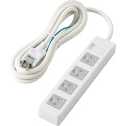 電源タップ 2.5m 3P 4個口 ほこりシャッター スイングプラグ 白 T-T1C-3425WH