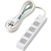 電源タップ 2.5m 3P 4個口 ほこりシャッター スイングプラグ マグネット付 白 T-T1D-3425WH
