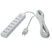 2ピン式電源タップ 6個口タイプ 雷サージ防止 集中スイッチ付 3m ホワイト BSTAPPS2630WH