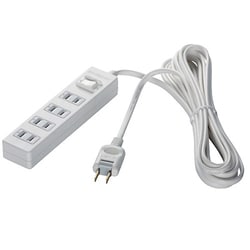 2ピン式電源タップ 4個口タイプ 雷サージ防止 集中スイッチ付 1m ホワイト BSTAPPS2410WH