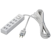 2ピン式電源タップ 4個口タイプ 雷サージ防止 集中スイッチ付 3m ホワイト BSTAPPS2430WH