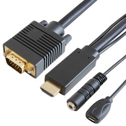 HDMI→VGAケーブル 1m（径3.5・microBポート） ブラック GP-HDV15K-10