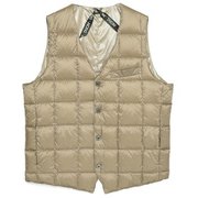 V ネックボタン インナーダウンジレ TAION-003 KHAKI Mサイズ [アウトドア ダウン メンズ]