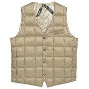 V ネックボタン インナーダウンジレ TAION-003 KHAKI Lサイズ [アウトドア ダウン メンズ]