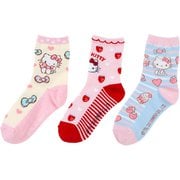 サンリオキャラクターズ キッズ ソックス 3足セット 13-15cm ハローキティ（ハート） [キャラクターグッズ]