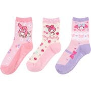 サンリオキャラクターズ キッズ ソックス 3足セット 16-18cm マイメロディ（フラワー） [キャラクターグッズ]