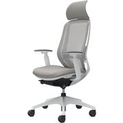 【完成品】 Sylphy(シルフィ) ライトグレー 【エクストラハイバック メッシュタイプ アジャストアーム付 ホワイトボディ 樹脂脚 ランバーサポート付 ナイロンキャスター】 ※受注生産 C68AXZ FMR3