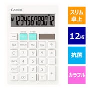 スタイリッシュデザイン電卓 抗菌仕様 スリム卓上 12桁 ツートンカラー HS-1200TC-WH