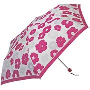 三つ折畳み傘 50cm フラワー レッド スリム 54279