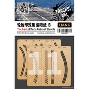 LIANG-0011 エアブラシ用タイヤ痕ステンシルB （1/32・1/35・1/48） [テクスチャステンシル]
