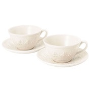 1054007 [【国内正規品】ウェッジウッド フェスティビティ ティーカップ&ソーサー ペア アイボリー]