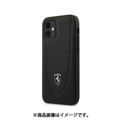 フェラーリ公式ライセンス iPhone 12 mini用 本革 背面ケース ブラック FEOGOHCP12SBK