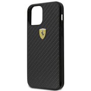 フェラーリ公式ライセンス iPhone 12 mini用 リアルカーボン 背面ケース ブラック FERCAHCP12SBK