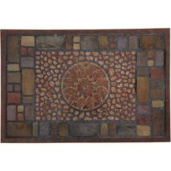 玄関マット 40×60cm モザイクタイル 泥落とし 水洗いOK エントランスラバーマット ND-466