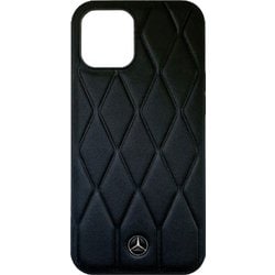 iPhone 12 / iPhone 12 Pro 用 メルセデス・ベンツ 公式ライセンス 本革 背面ケース ブラック MEHCP12MMULBK