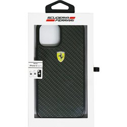 iPhone 12 Pro Max 用 フェラーリ 公式ライセンス リアルカーボン 背面ケース FERCAHCP12LBK