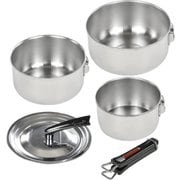 フォリアス IH対応 ステンレス 片手鍋セット 3点セット (ワンタッチクッカー鍋18cm&16cm&14cm) フタ付き