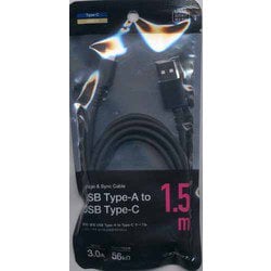 Type A to Type C ケーブル 3.0A 1.5m ブラック R15CAAC3A01BK