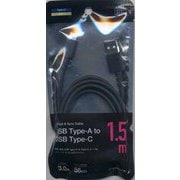 Type A to Type C ケーブル 3.0A 1.5m ブラック R15CAAC3A01BK