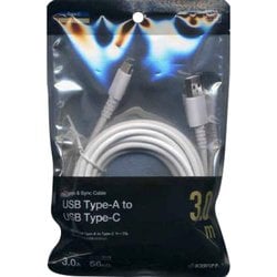 Type A to Type C ケーブル 3.0A 3m ホワイト R30CAAC3A01WH