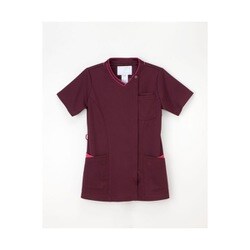 女子スクラブ ボルドー+ピンク RF-5087（EL）