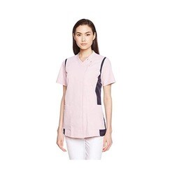 レディススクラブ（前開き） M ピンクXネイビー 972-43