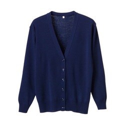 抗ピル長袖カーディガン M ネイビー D-1001