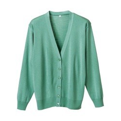 抗ピル長袖カーディガン M グリーン D-1001