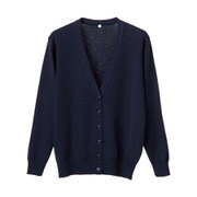 抗ピル長袖カーディガン L 濃紺 D-1001