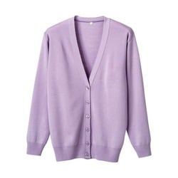 抗ピル長袖カーディガン L パープル D-1001