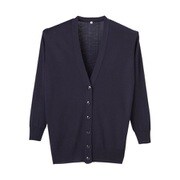 抗ピル長袖カーディガン(ロング丈) S 濃紺 D-1002
