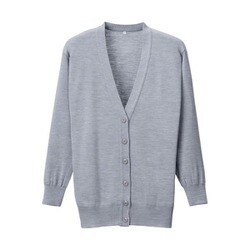 抗ピル長袖カーディガン（ロング丈） S 杢グレー D-1002