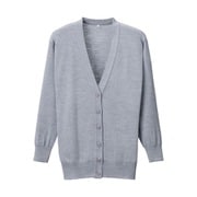 抗ピル長袖カーディガン(ロング丈) S 杢グレー D-1002