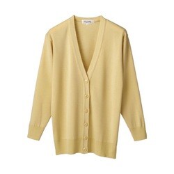 抗ピル長袖カーディガン（ロング丈） S イエロー D-1002