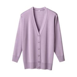 抗ピル長袖カーディガン（ロング丈） S パープル D-1002