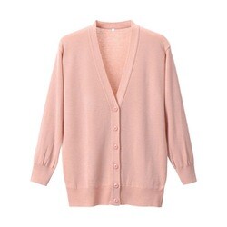 抗ピル長袖カーディガン（ロング丈） S ピーチピンク D-1002